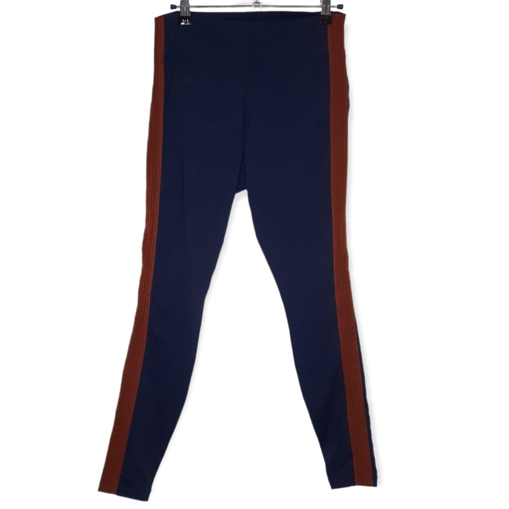 Athleta Women's Track Tux Tight Leggings Stripe Navy Blue Small